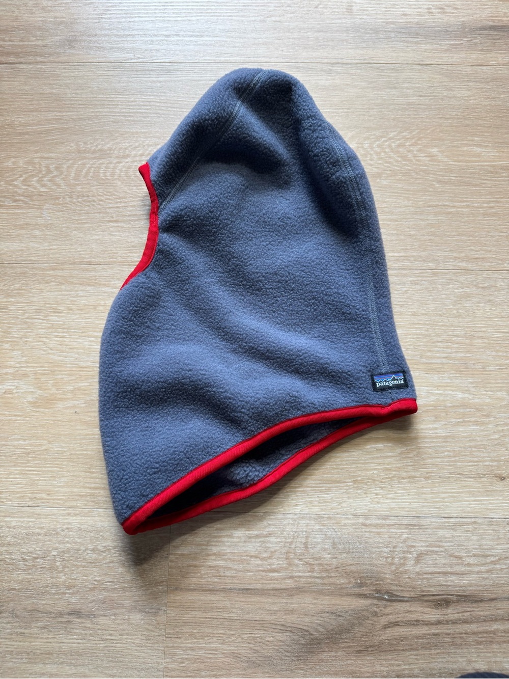 Patagonia Grey Fleece Hood with Red Trim